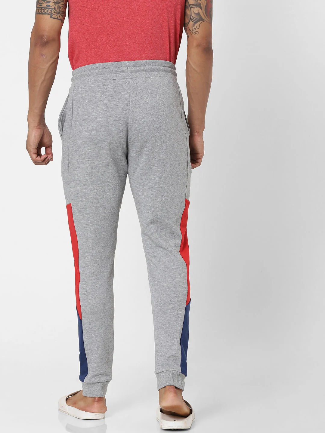 Grey Mid Rise Colourblocked Sweatpants - Image 4