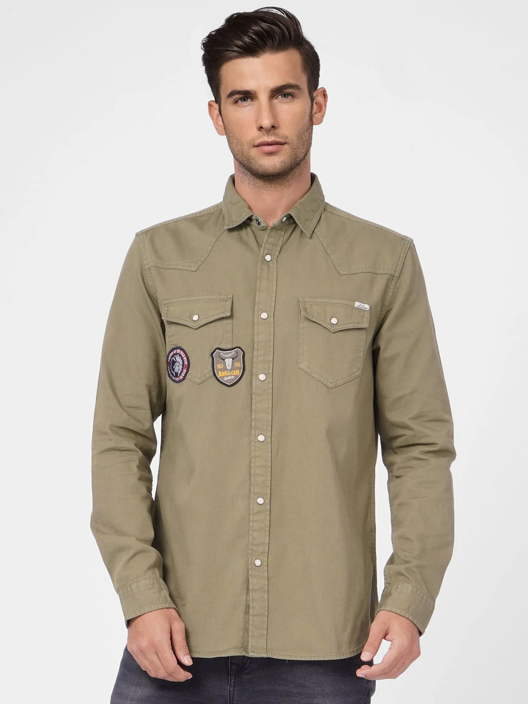 Green Patch Pocket Full Sleeves Shirt - Image 2