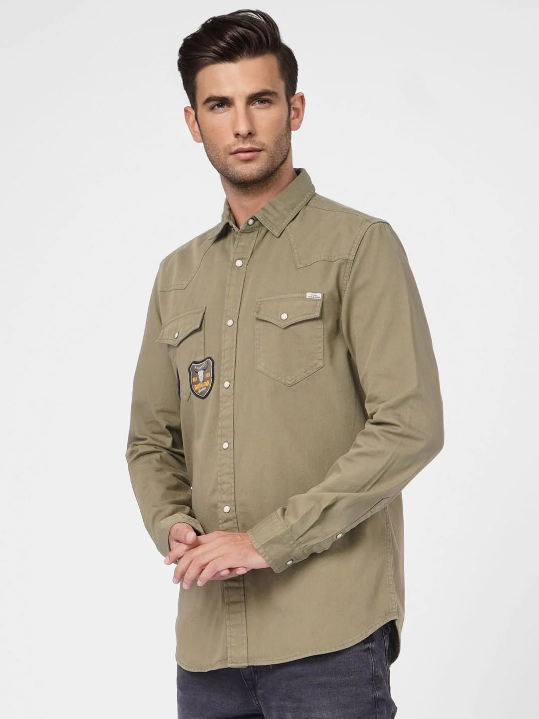 Green Patch Pocket Full Sleeves Shirt - Image 3