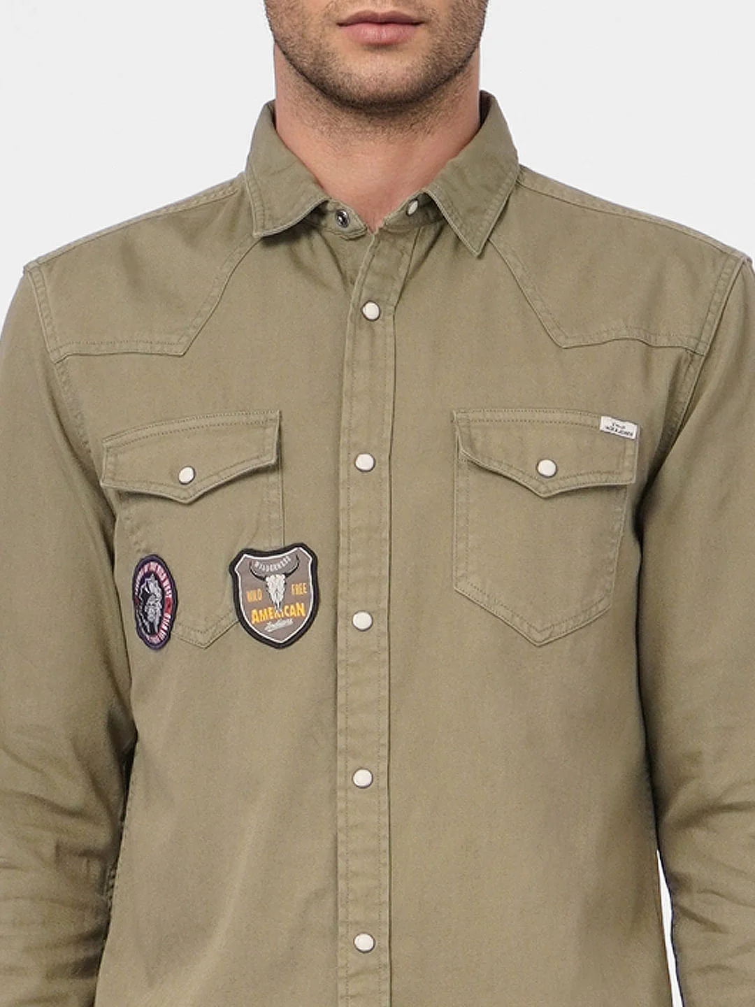 Green Patch Pocket Full Sleeves Shirt - Image 5