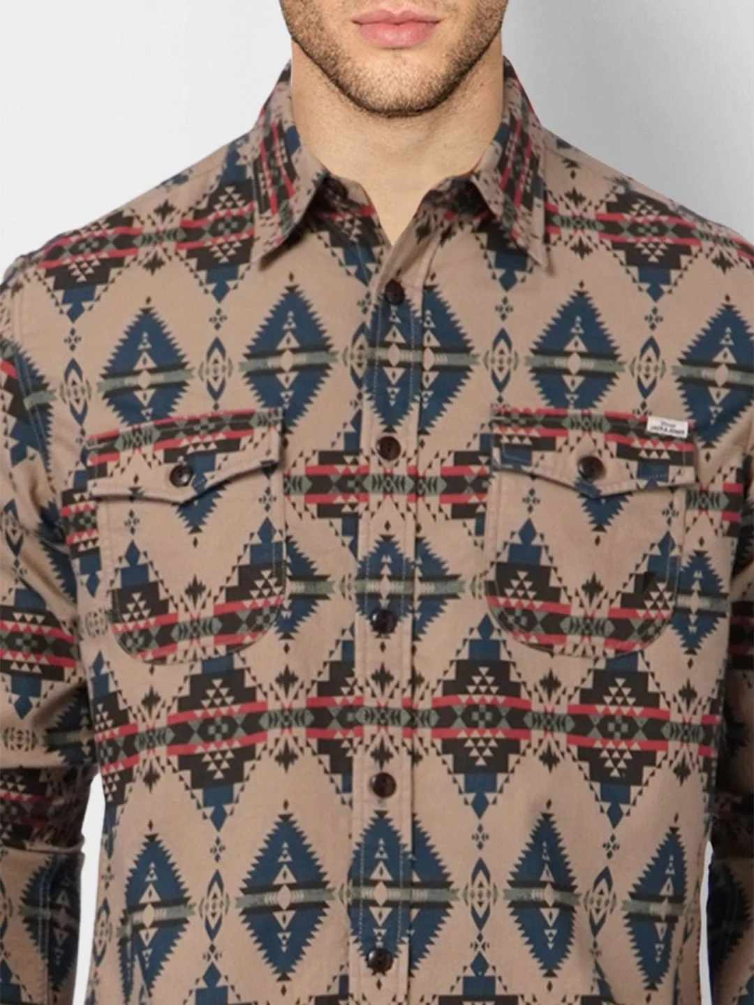 Brown Printed Full Sleeves Shirt - Image 5