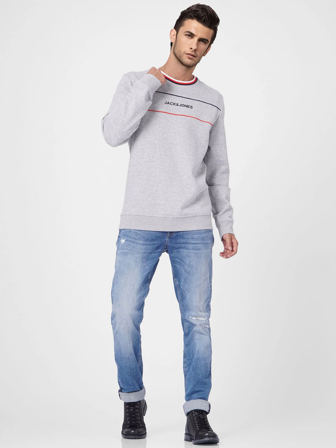Grey Logo Print Sweatshirt
