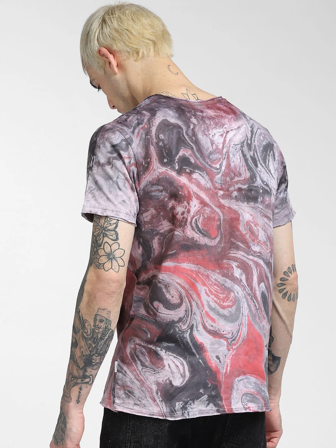 Grey Printed Crew Neck T-shirt - Image 4