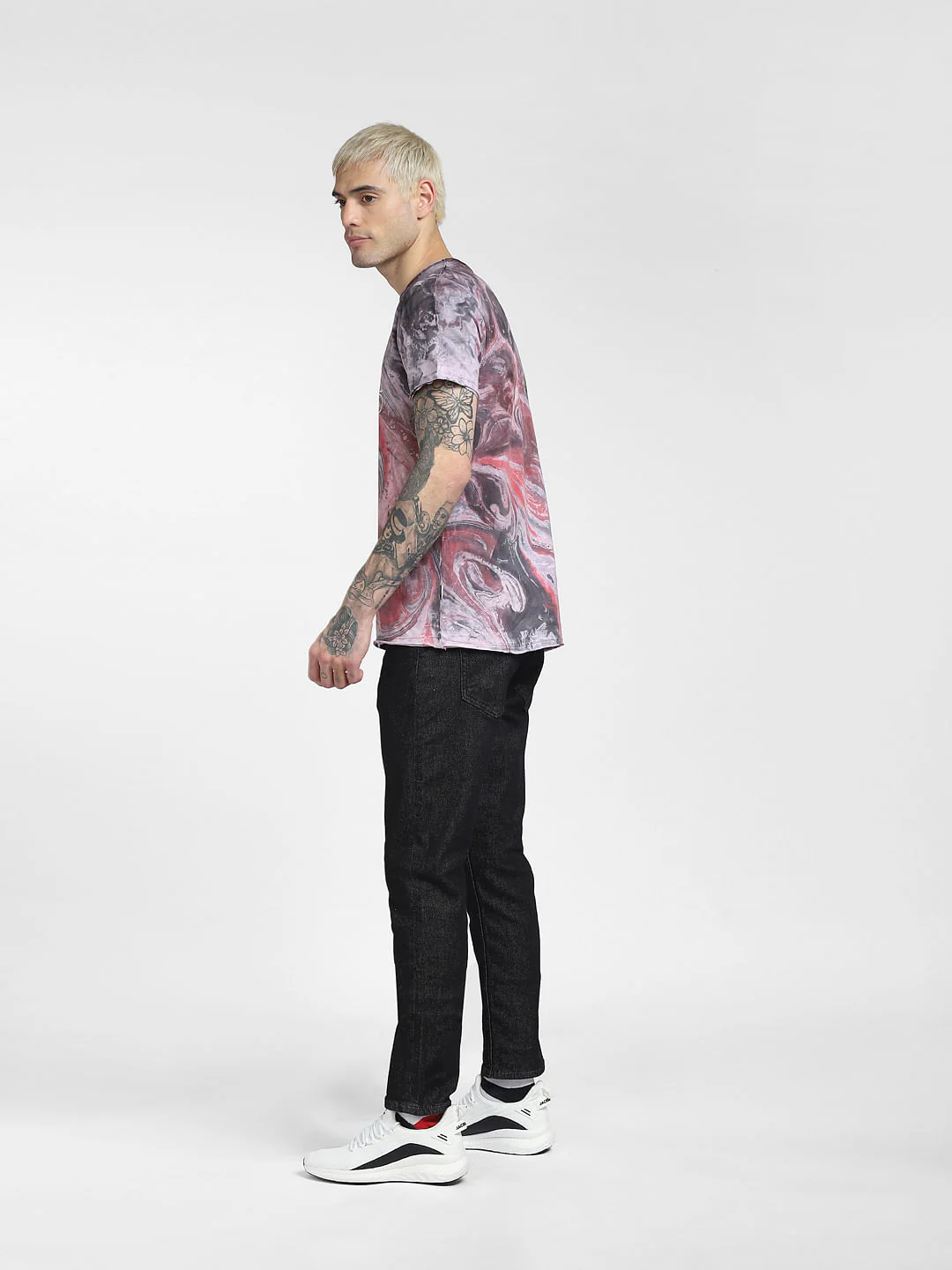 Grey Printed Crew Neck T-shirt - Image 6