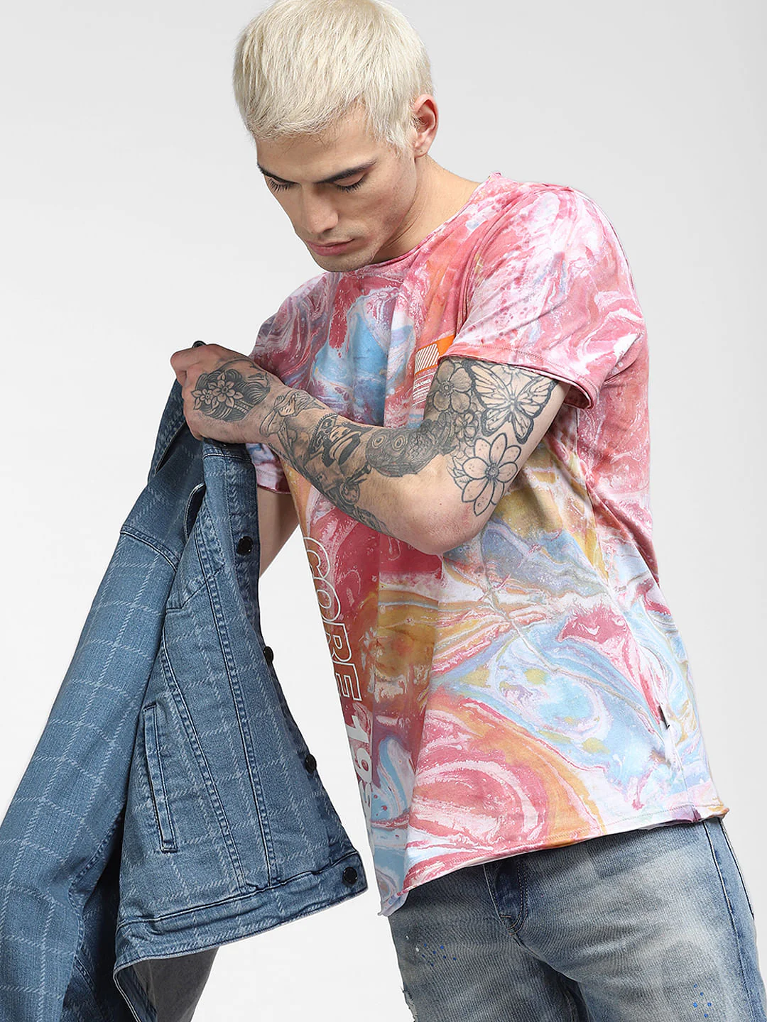 Pink Printed Crew Neck T-shirt