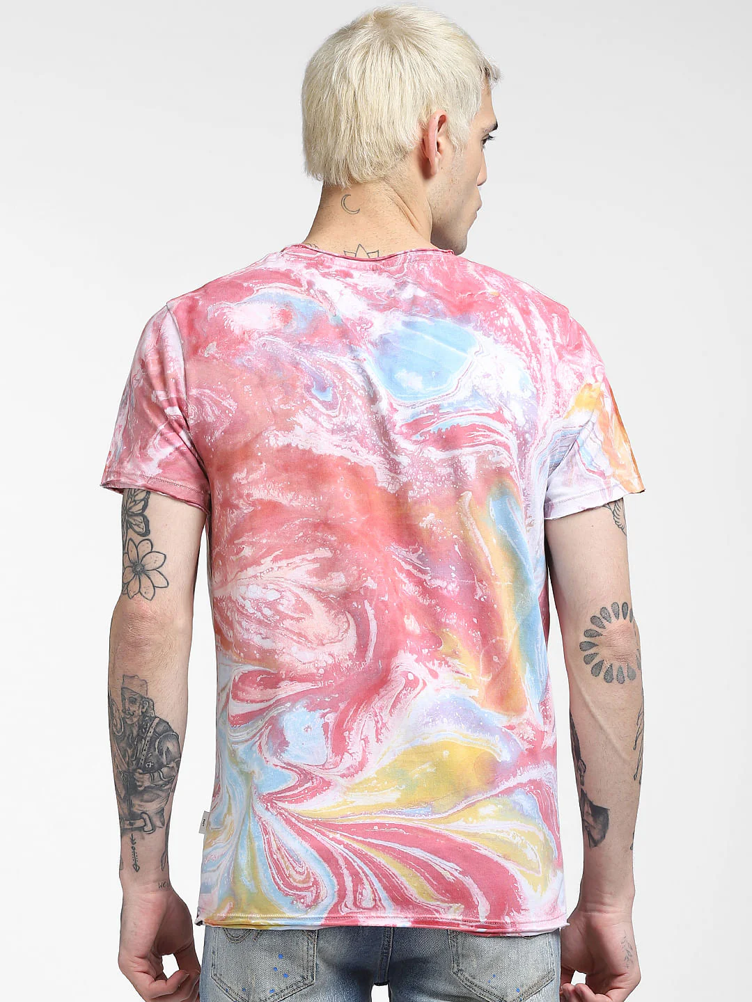 Pink Printed Crew Neck T-shirt - Image 4