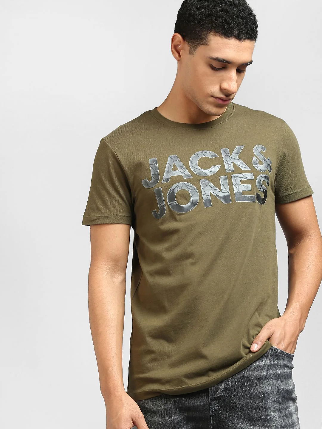 Green Logo Print Crew Neck T-shirt - Image 2