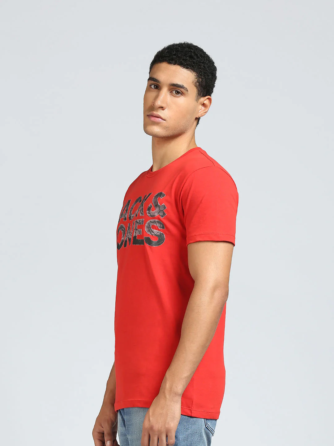 Red Logo Print Crew Neck T-shirt - Image 3