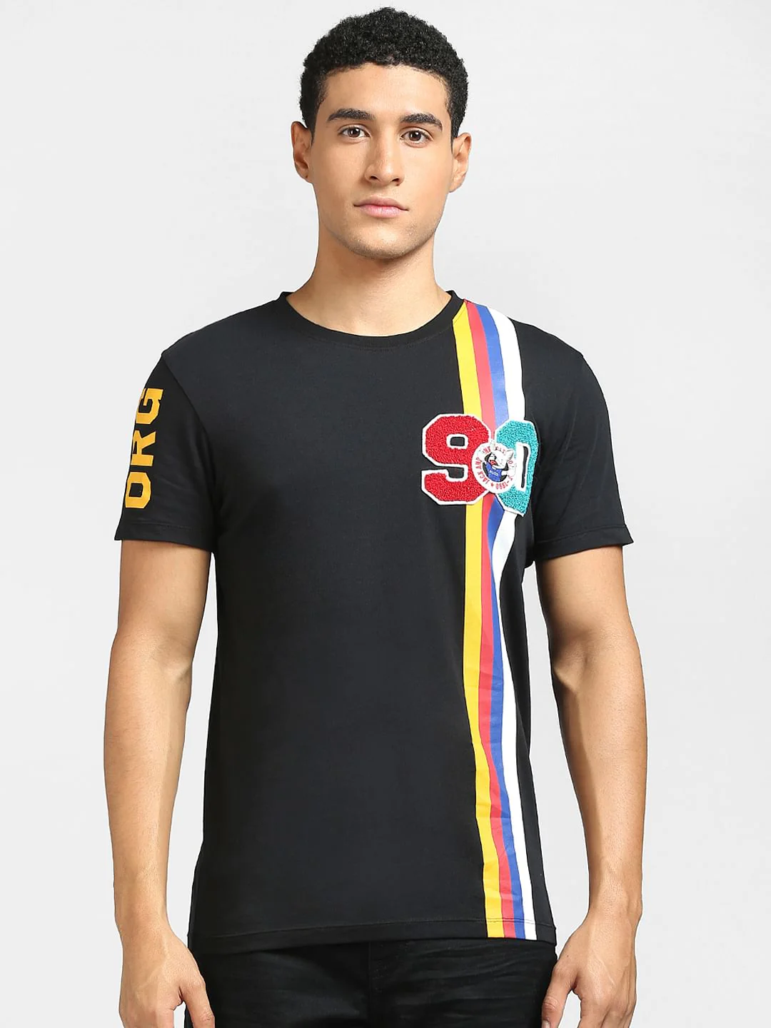 Black Colourblocked Crew Neck T-shirt - Image 2