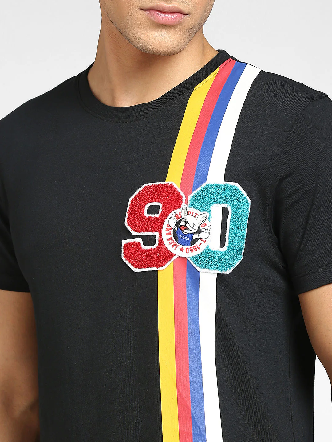 Black Colourblocked Crew Neck T-shirt - Image 5