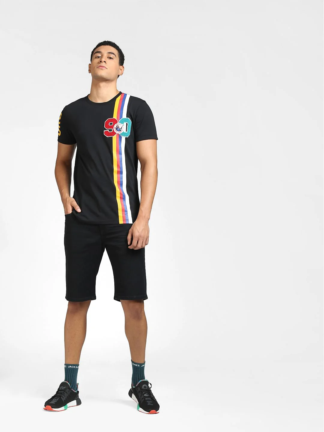 Black Colourblocked Crew Neck T-shirt - Image 6