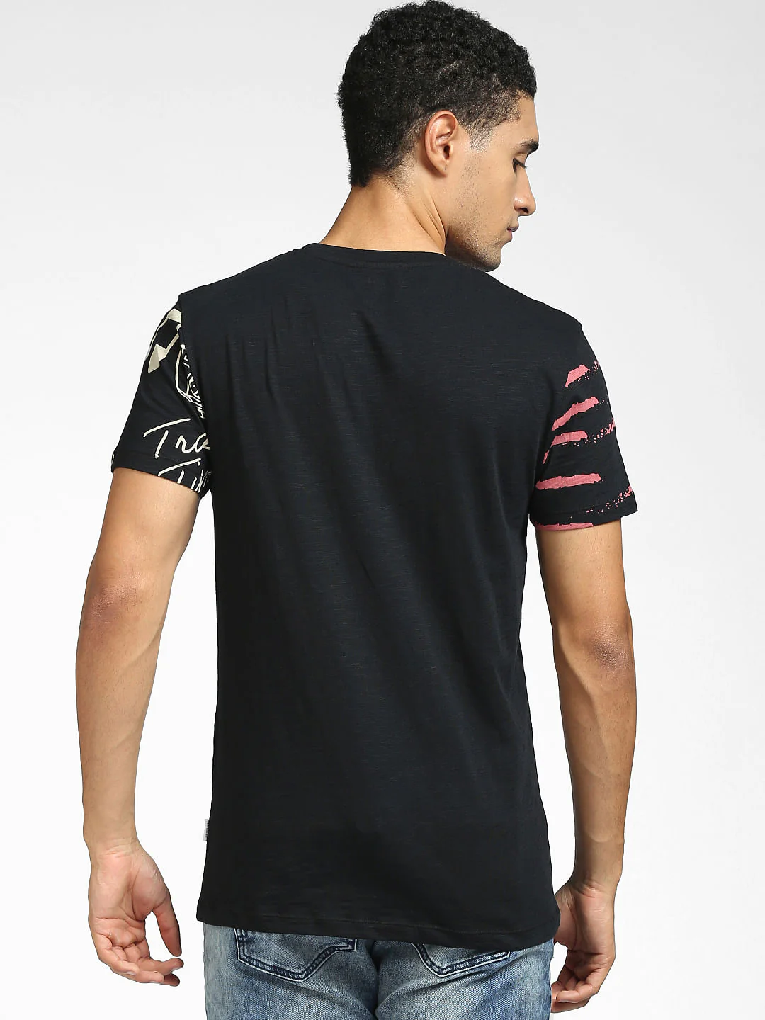 Black Graphic Print Crew Neck T-shirt - Image 4