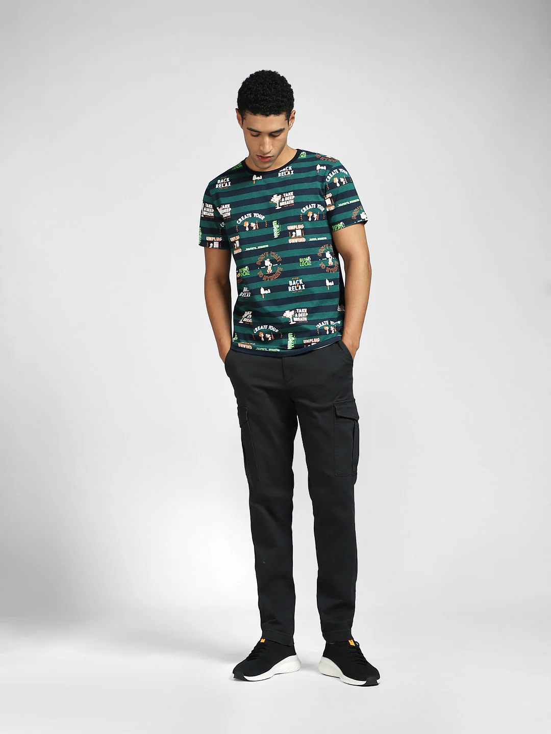 Green Striped Crew Neck T-shirt - Image 6