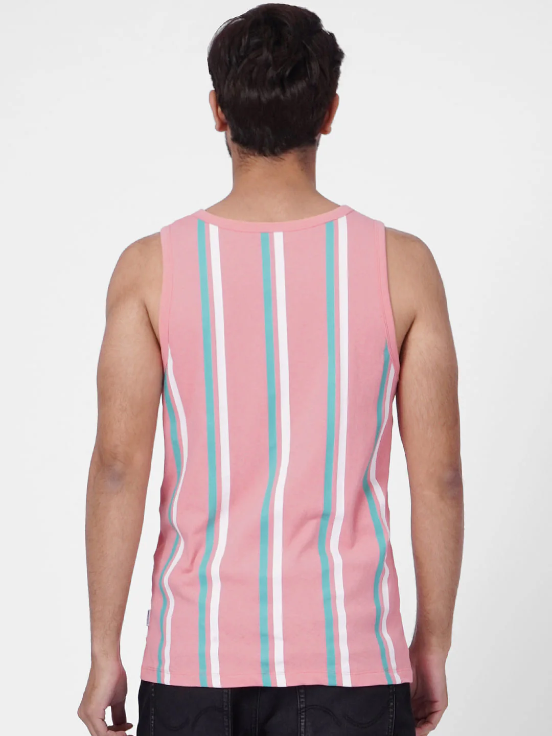 Pink Striped Sleeveless T-shirt - Image 4