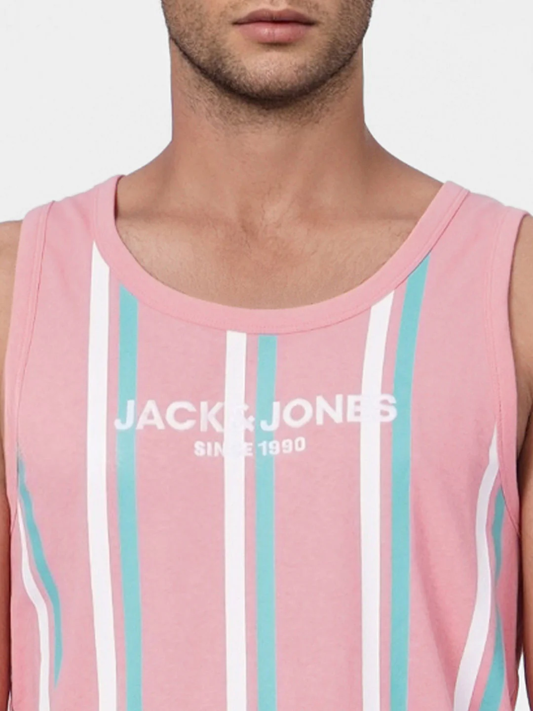Pink Striped Sleeveless T-shirt - Image 5
