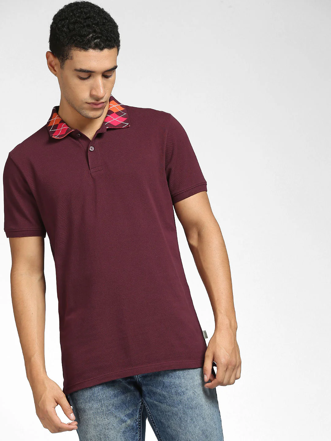 Burgundy Polo Neck T-shirt - Image 2