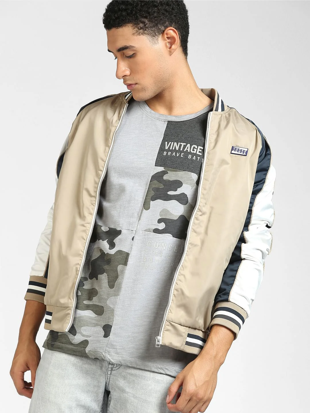 Grey Camo Crew Neck T-shirt
