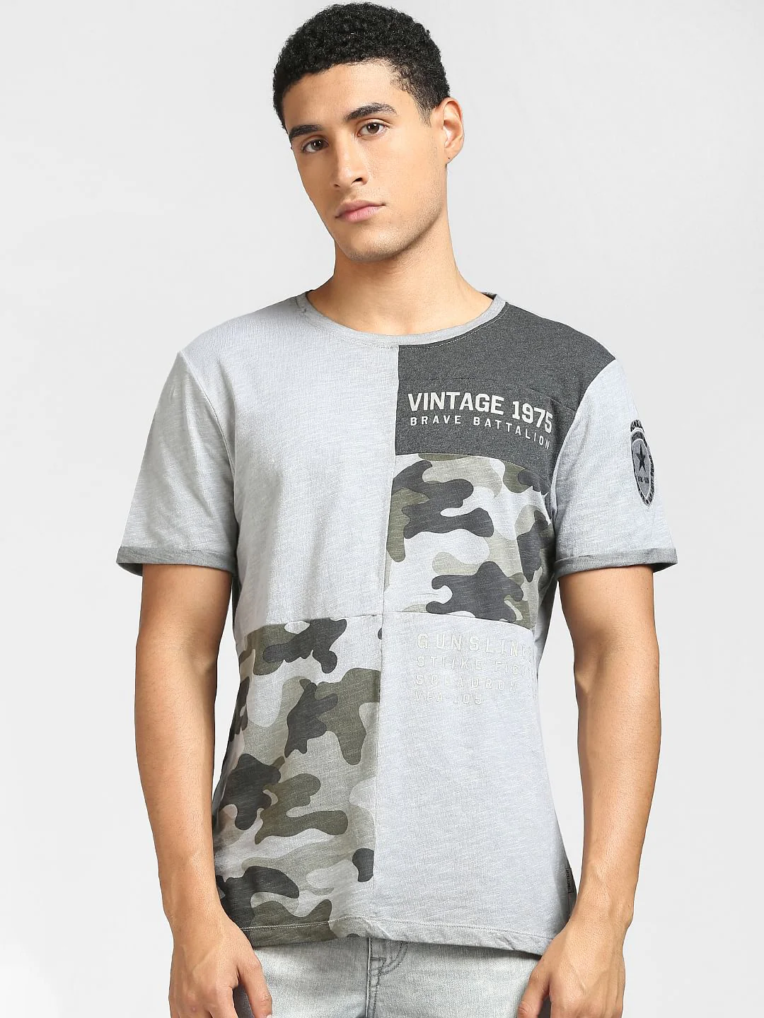 Grey Camo Crew Neck T-shirt - Image 2