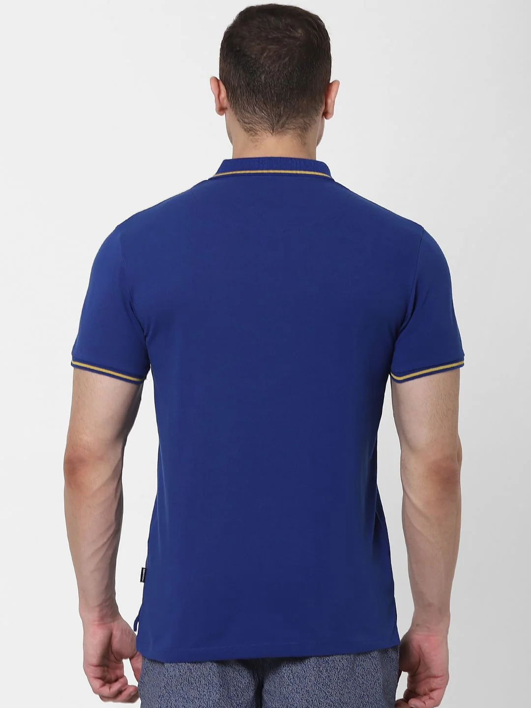 Blue Contrast Tipping Polo Neck T-shirt - Image 4
