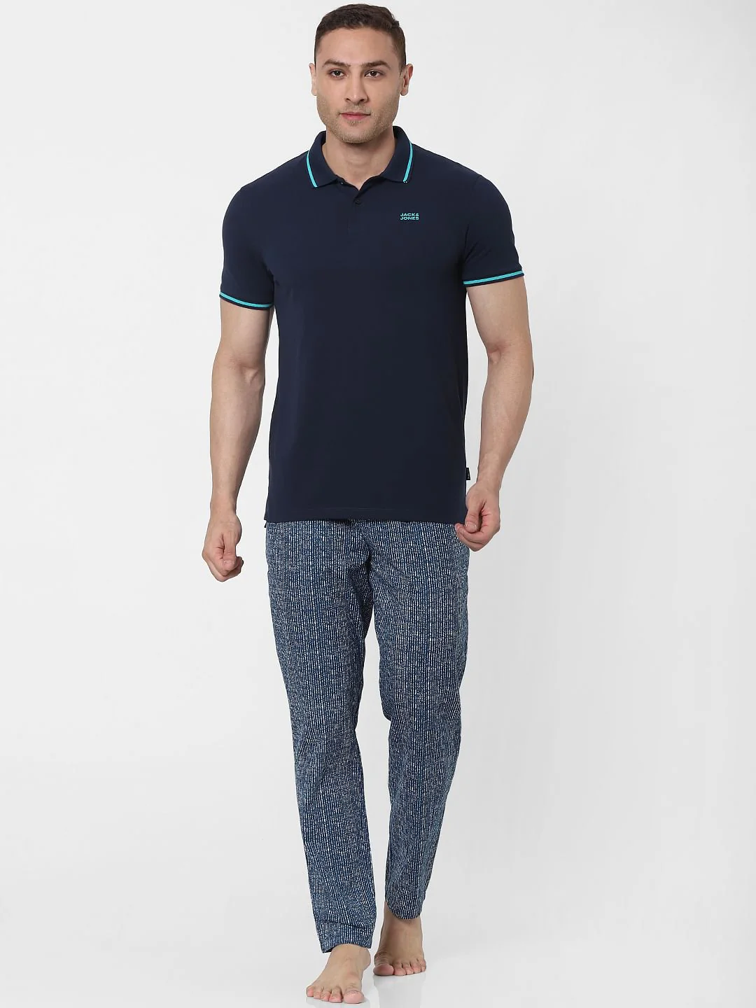 Light Grey Contrast Tipping Polo Neck T-shirt