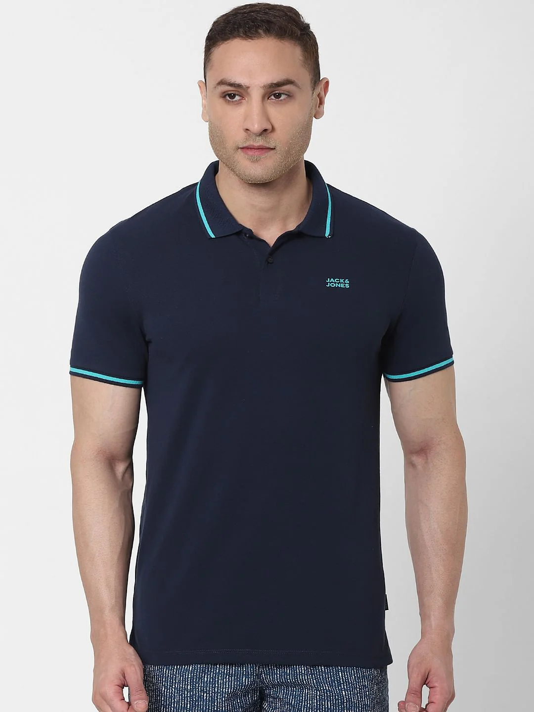 Light Grey Contrast Tipping Polo Neck T-shirt - Image 2
