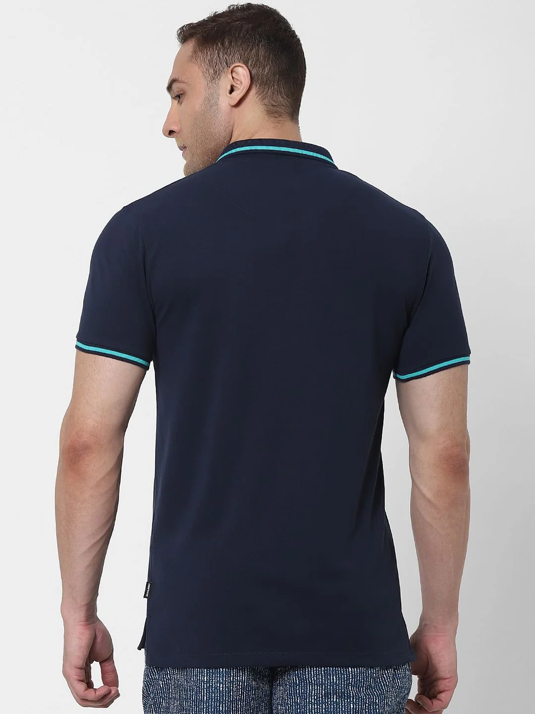 Light Grey Contrast Tipping Polo Neck T-shirt - Image 4