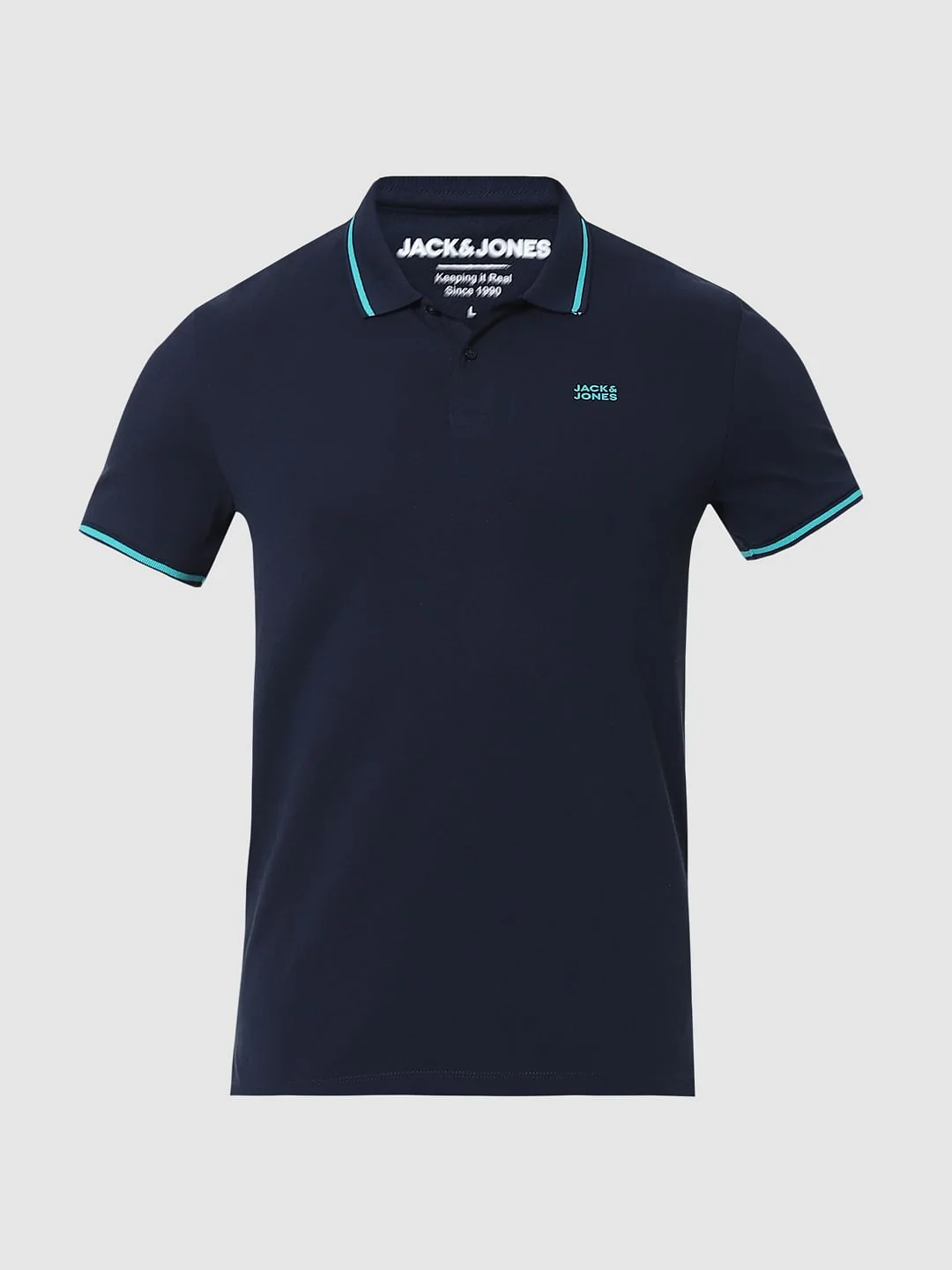 Light Grey Contrast Tipping Polo Neck T-shirt - Image 6