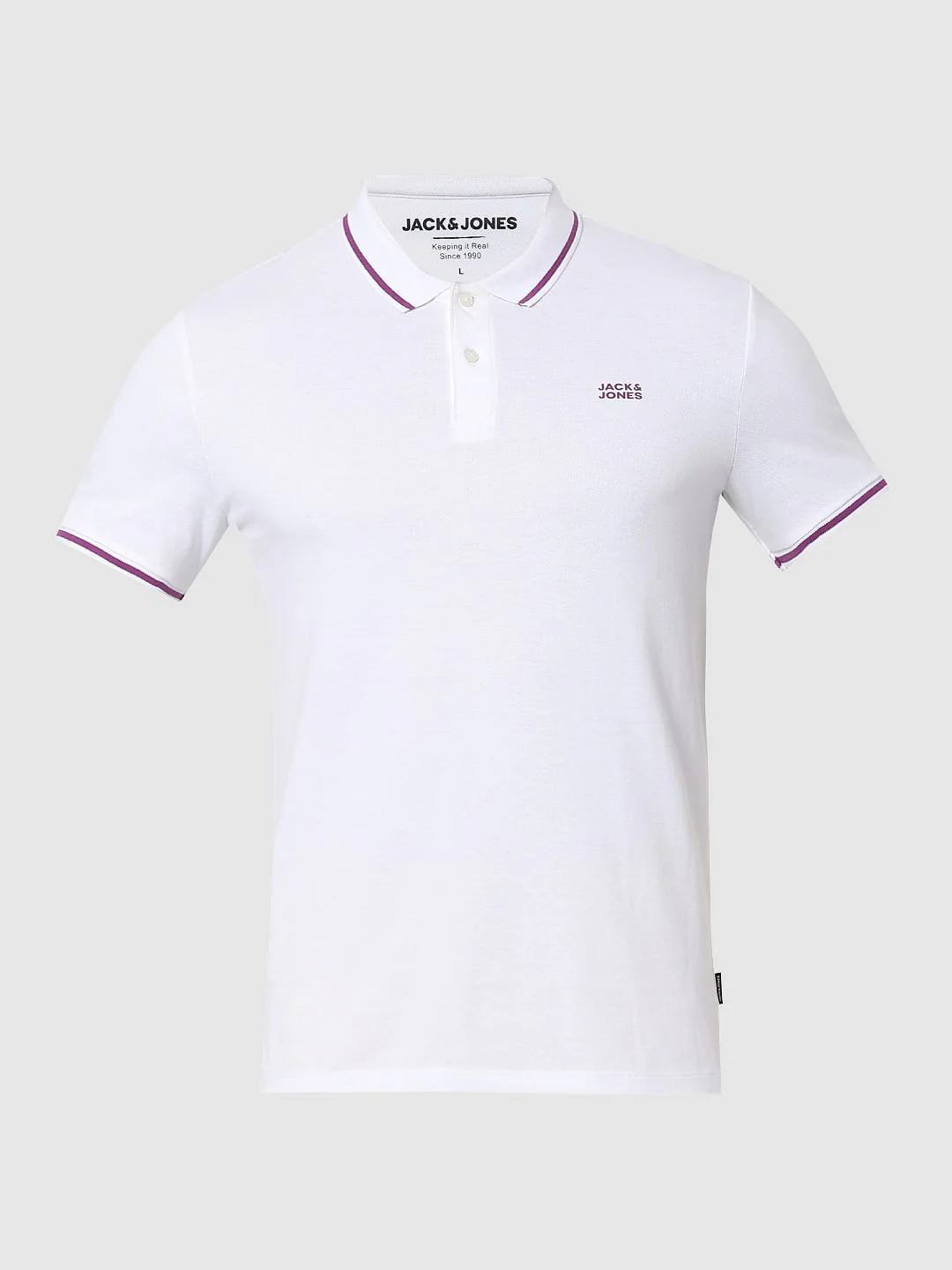 White Contrast Tipping Polo Neck T-shirt - Image 6