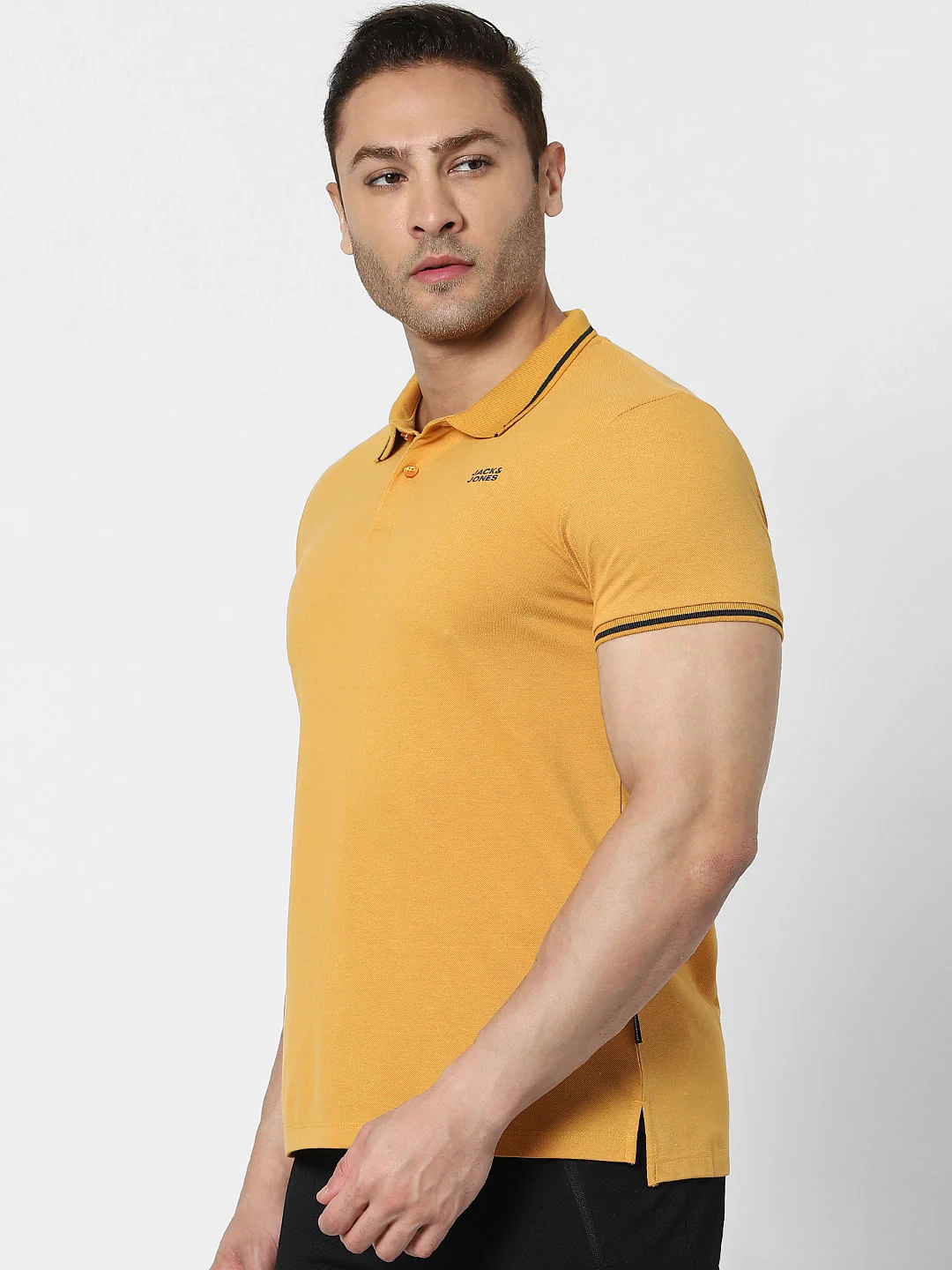 Orange Contrast Tipping Polo Neck T-shirt - Image 3