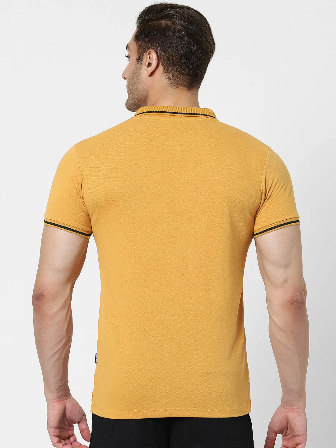 Orange Contrast Tipping Polo Neck T-shirt - Image 4
