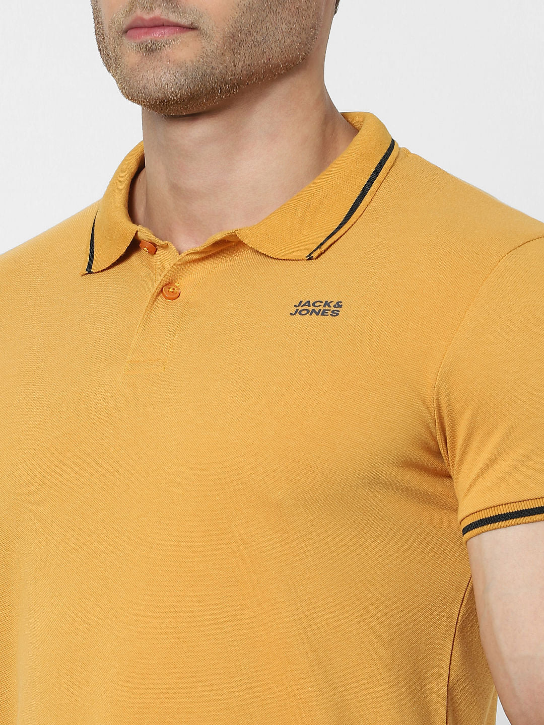 Orange Contrast Tipping Polo Neck T-shirt - Image 5