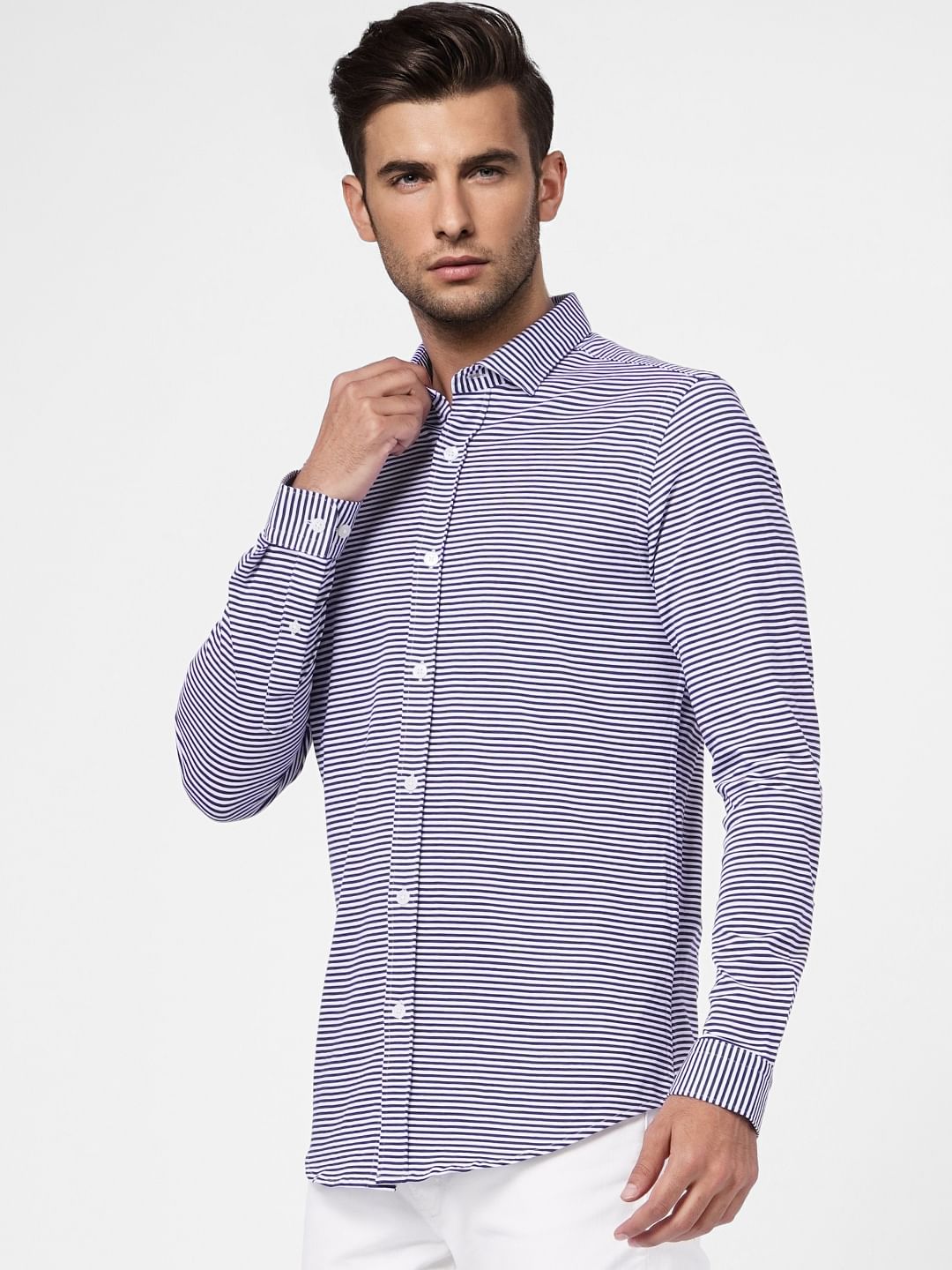 Blue Stiped Full Sleeves Shirt - Image 3