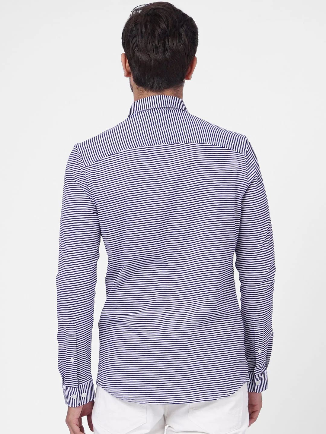 Blue Stiped Full Sleeves Shirt - Image 4