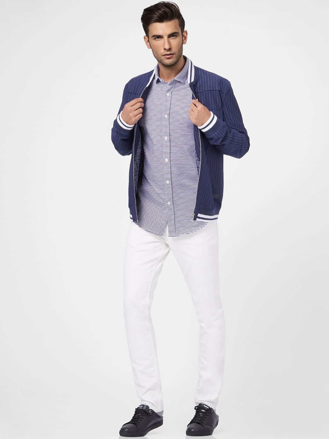 Blue Striped Full Sleeves Shirt