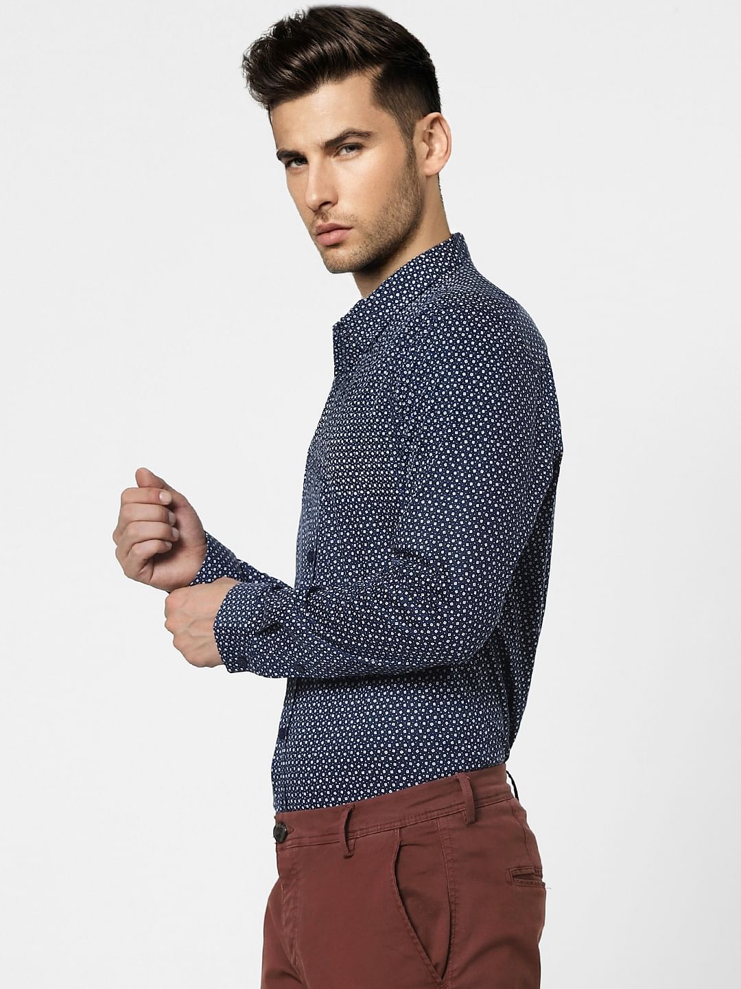 Blue Printed Full Sleeves Shirt - Image 3