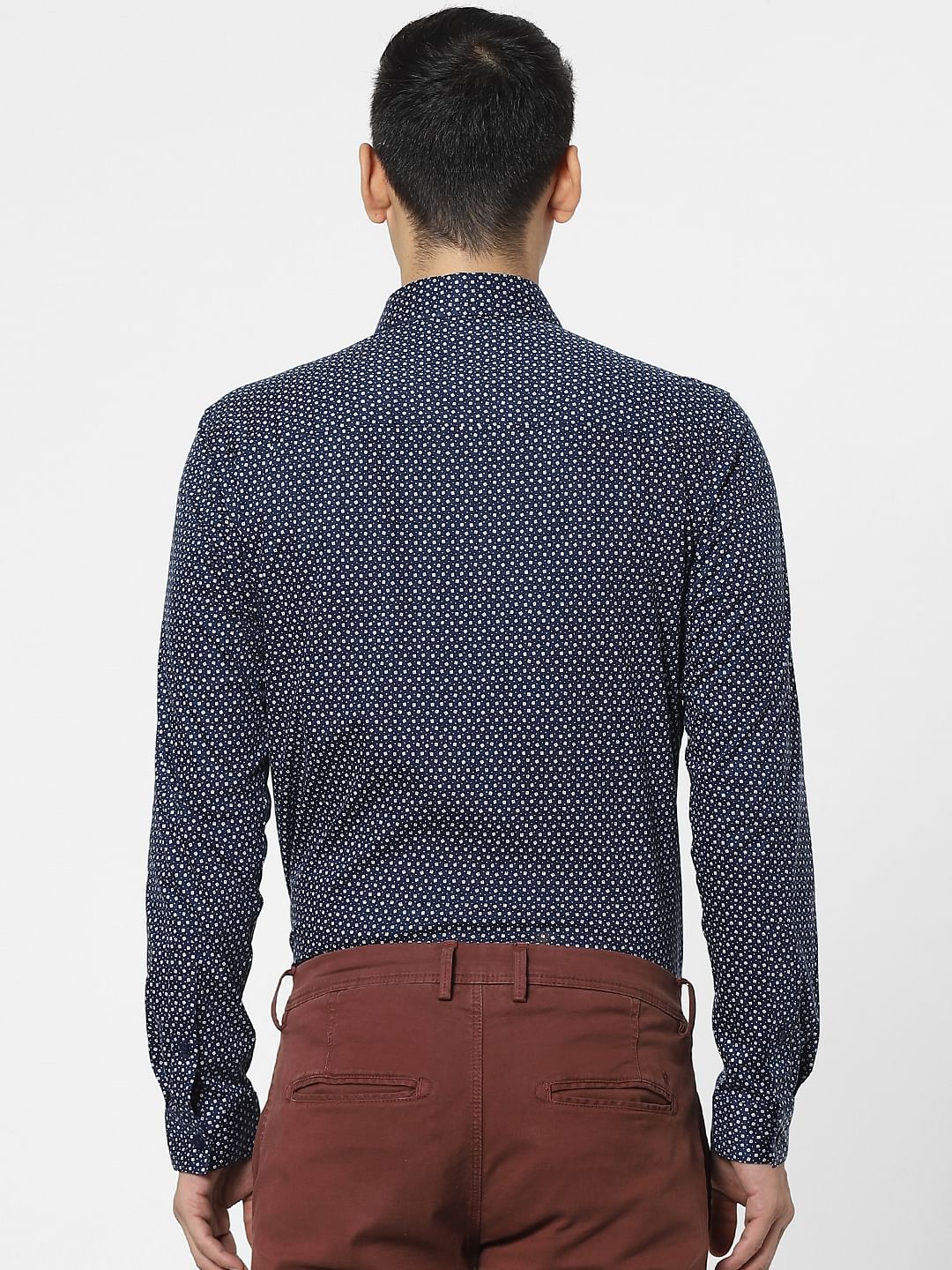 Blue Printed Full Sleeves Shirt - Image 4