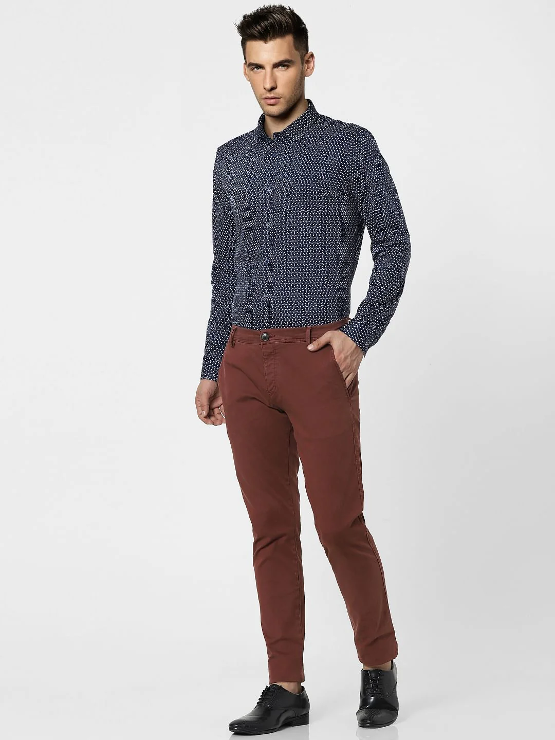 Blue Printed Full Sleeves Shirt - Image 6
