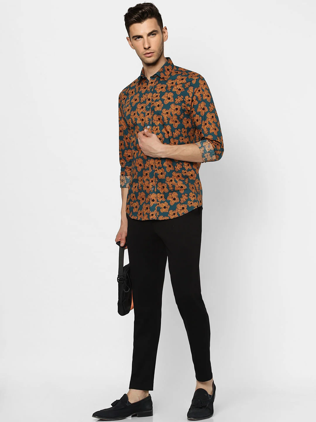 Blue Floral Full Sleeves Shirt