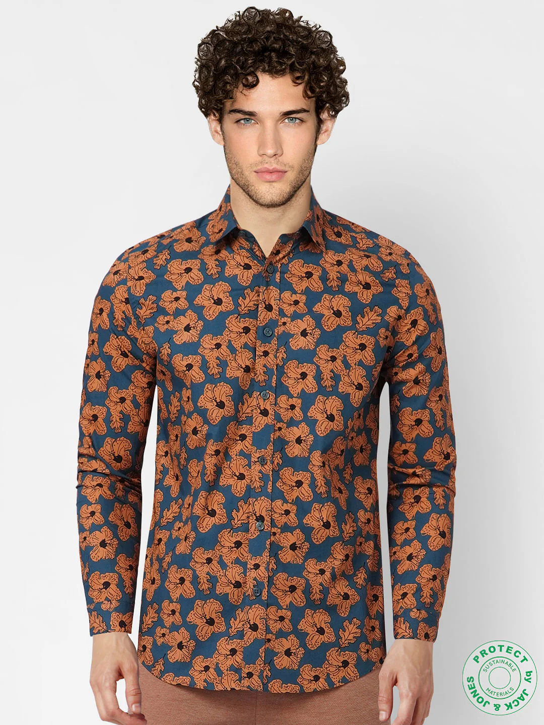Blue Floral Full Sleeves Shirt - Image 2