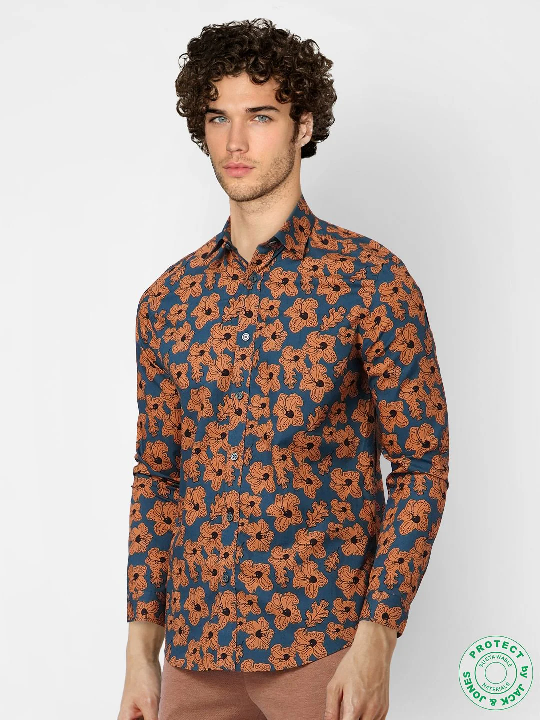 Blue Floral Full Sleeves Shirt - Image 3
