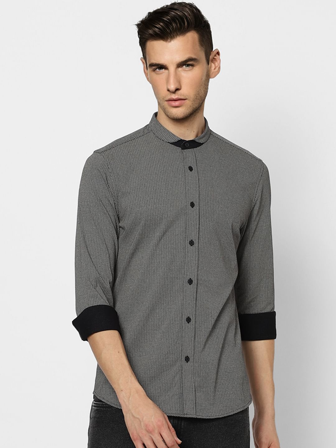 Black Full Sleeves Henley Shirt - Image 2