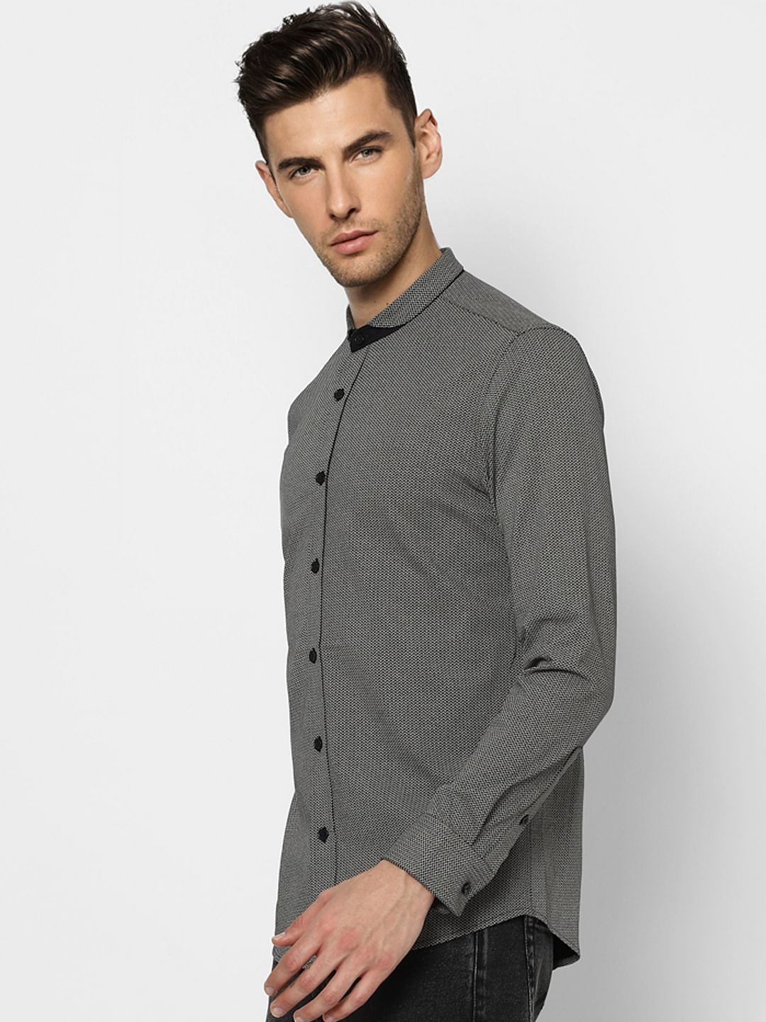 Black Full Sleeves Henley Shirt - Image 3