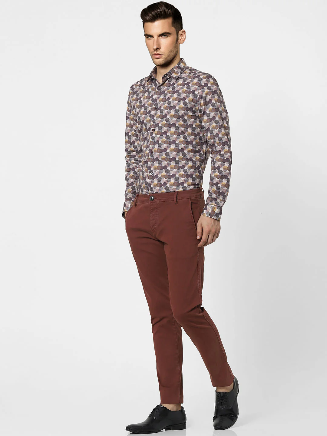 Brown Printed Full Sleeves Shirt - Image 6