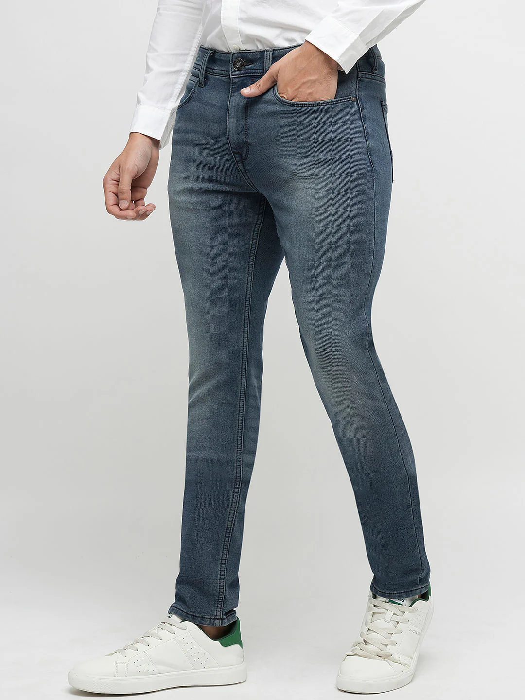 PRODUKT by JACK&JONES Blue Mid Rise Light Washed Slim Jeans - Image 3