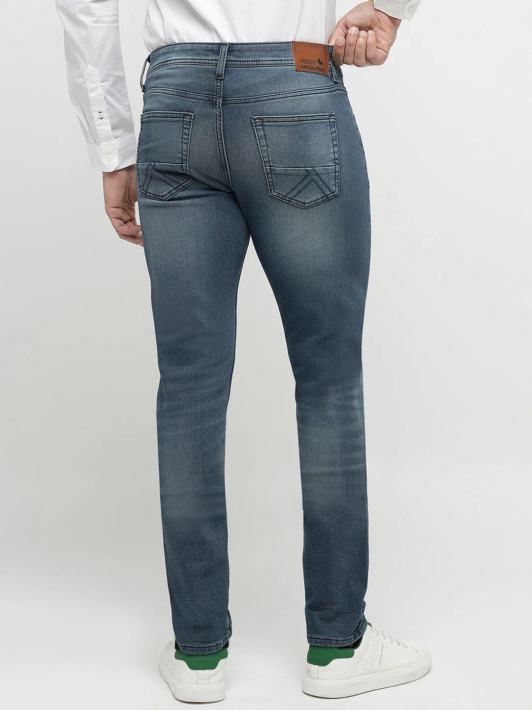 PRODUKT by JACK&JONES Blue Mid Rise Light Washed Slim Jeans - Image 4