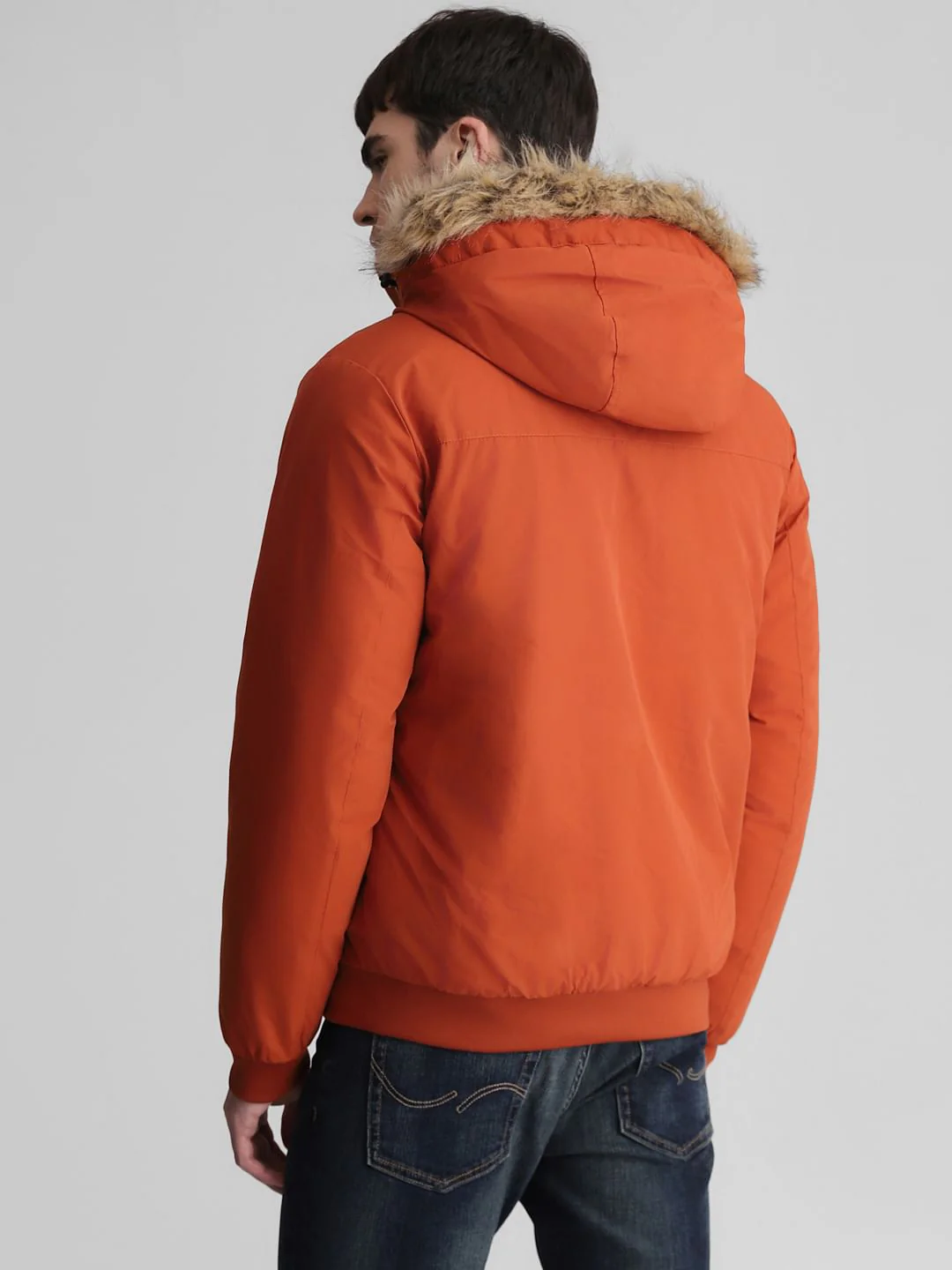 Rust Brown Faux Fur Hooded Jacket - Image 4