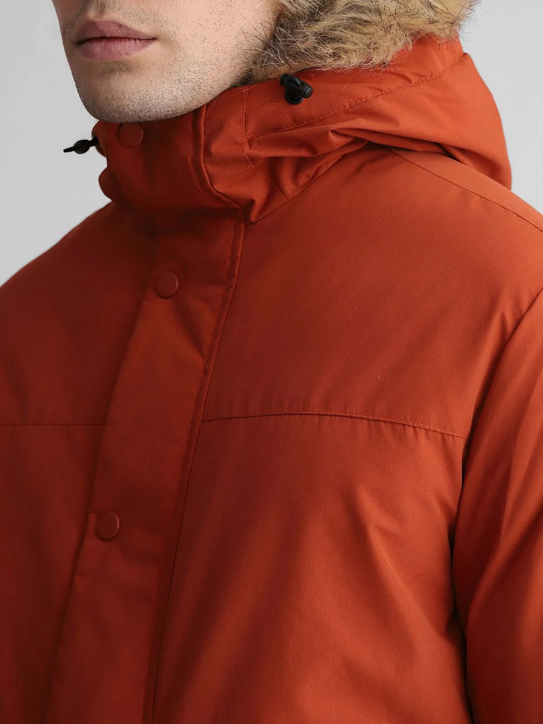 Rust Brown Faux Fur Hooded Jacket - Image 5