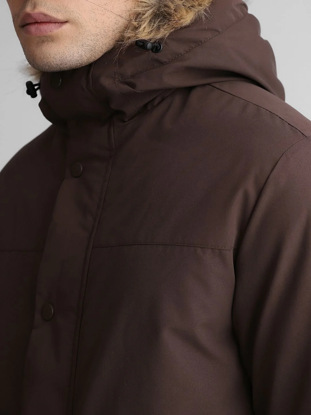 Dark Brown Faux Fur Hooded Jacket - Image 5