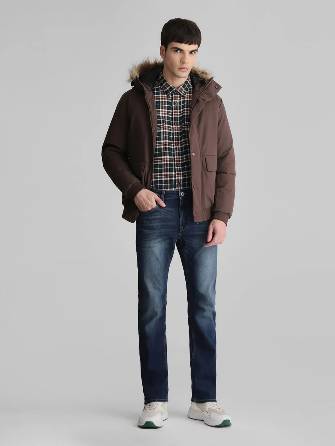 Dark Brown Faux Fur Hooded Jacket - Image 6