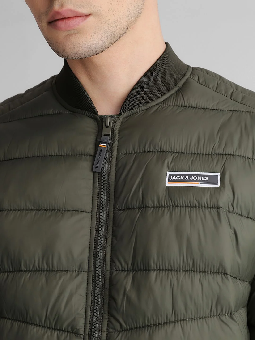 Dark Green Quilted Bomber Jacket - Image 5